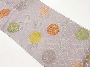 立涌に菱・丸・草花模様織出し名古屋帯